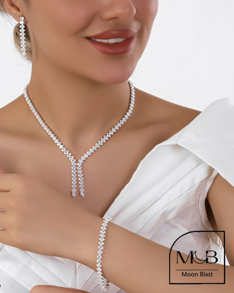 Silver Jewelry Set Model S1017 with Gemstones – Moonblast