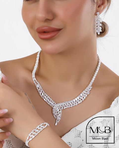 Silver Jewelry Set Model S1019 with Gemstones – Moonblast