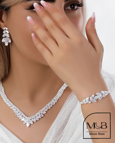 Silver Jewelry Set Model S1021 with Gemstones – Moonblast