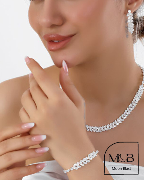 Silver Jewelry Set Model S1022 with Gemstones – Moonblast