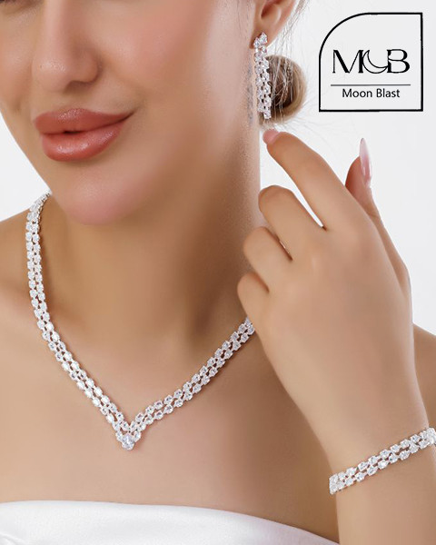 Silver Jewelry Set Model S1023 with Gemstones – Moonblast