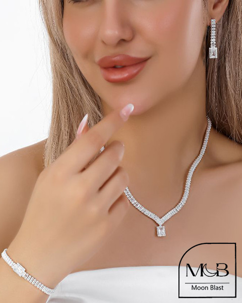 Silver Jewelry Set Model S1024 with Gemstones – Moonblast