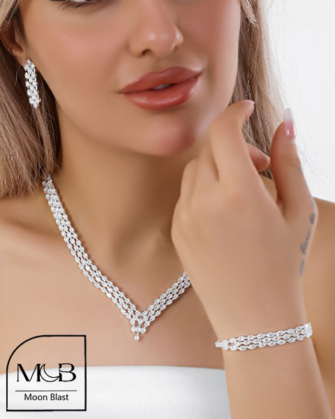 Silver Jewelry Set Model S1025 with Gemstones – Moonblast