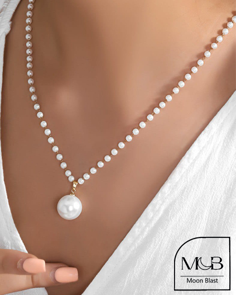 گردنبند استیل  مرواریدی مدل G1048