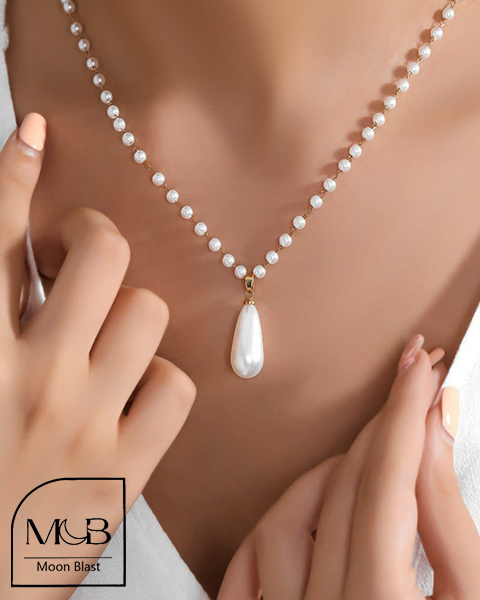 گردنبند استیل  مرواریدی مدل G1050