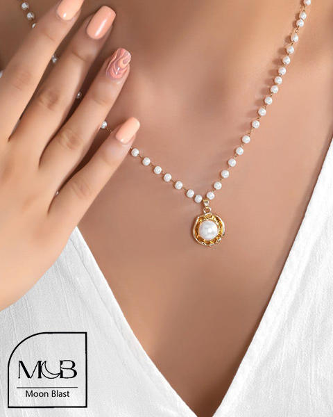 گردنبند استیل  مرواریدی مدل G1051